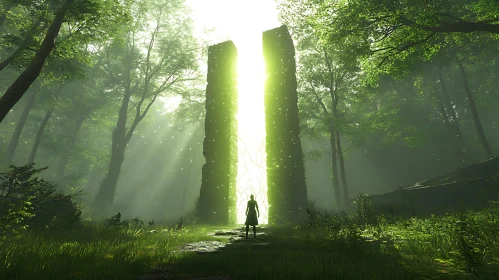 Luminous Gateway in Verdant Woods