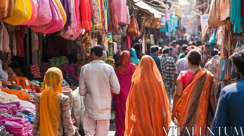 Colorful Indian Market Street View AI Image