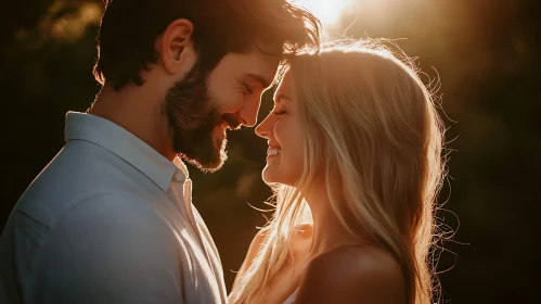 Affectionate Couple Portrait at Sunset