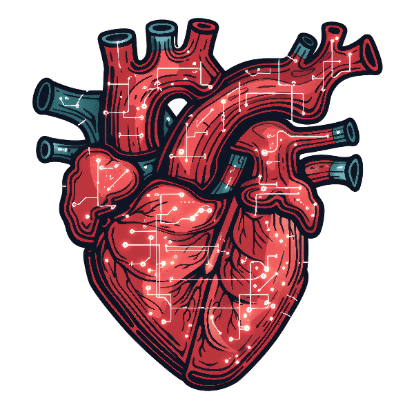 Tech-Infused Heart Design on Apparel POD Design