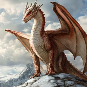 Red Dragon on Mountain Peak