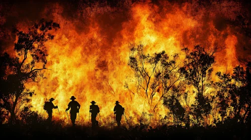 Heroic Firefighters Confronting a Massive Wildfire