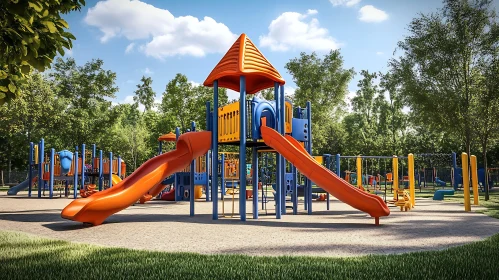 Colorful Playground Equipment in Park