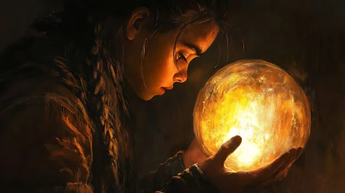 Enchanting Woman with Magical Sphere