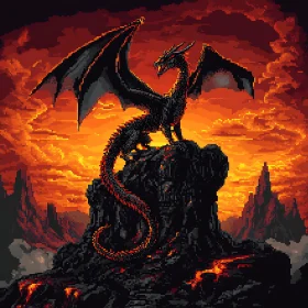 Dragon Perched Atop Lava Mountain