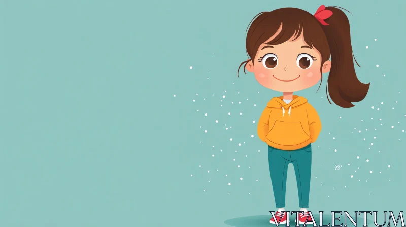 Cute Cartoon Girl with Hoodie AI Image