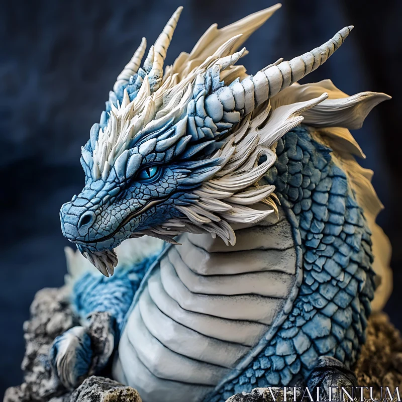 AI ART Azure Dragon Head Close-up