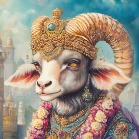 Ornate Goat in Royal Regalia