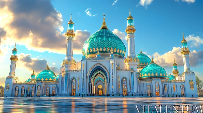 AI ART Grand Mosque with Turquoise Domes