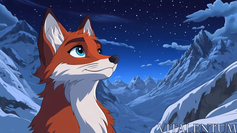 Fox under the Night Sky AI Image