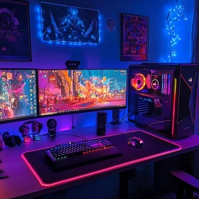 Vivid RGB Gaming Desk Setup