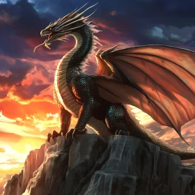 Sunset Dragon on Mountain Peak