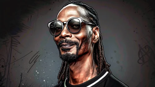 Snoop Dogg in Sunglasses and Dreadlocks - Abstract Background