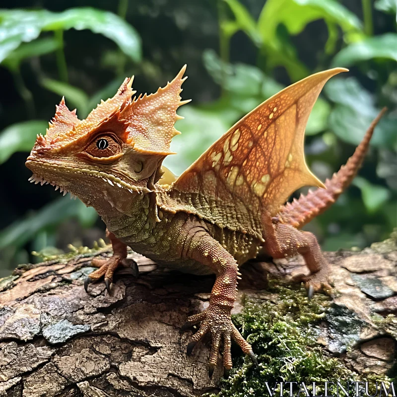 Detailed Image of a Crested Forest Lizard AI Image