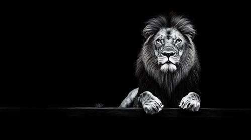 Lion in Black and White