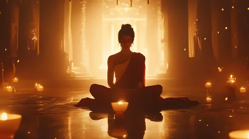 Meditative Woman in Golden Light