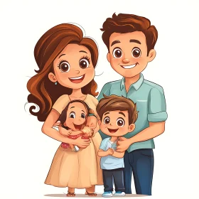 Happy Family Cartoon Style Image