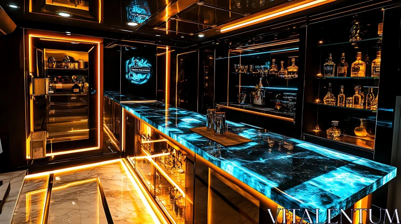 Contemporary Bar Design with Elegant Lighting AI Image