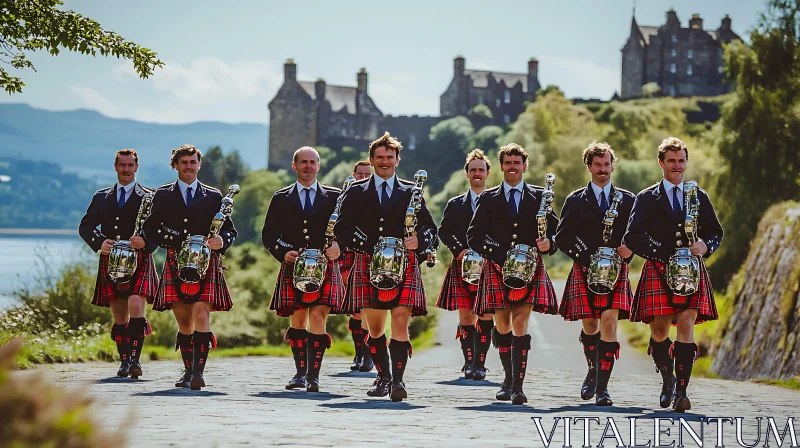 AI ART Scottish Kilts and Castle View