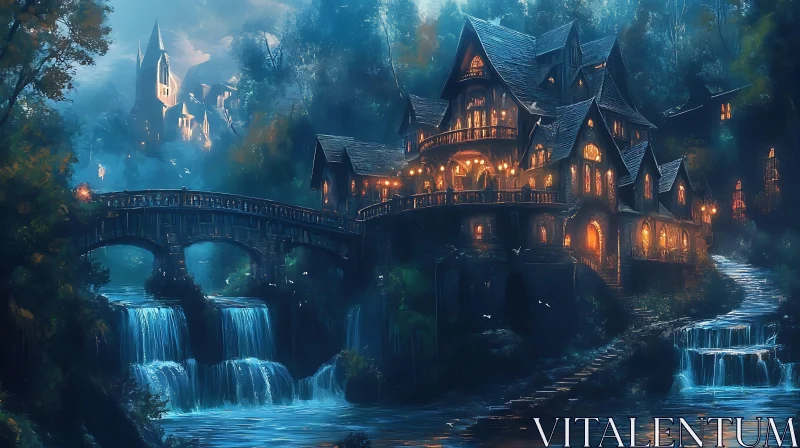 AI ART Whimsical House with Bridge