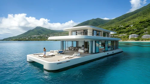 Modern Yacht in Scenic Tropical Waters