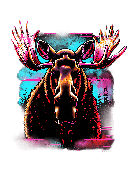 Vibrant Moose Nature Art POD Design