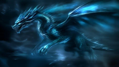 Azure Dragon Soaring Through Darkness