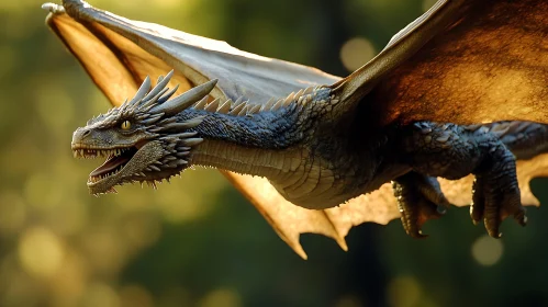 Flying Dragon With Open Wings