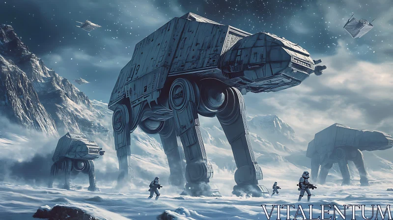 Imperial Walkers on a Frozen Planet AI Image