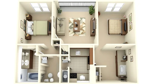 Architectural Design: Two-Bedroom Apartment Layout
