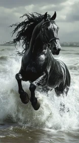 Powerful Horse in Ocean