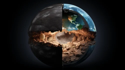Geology and Creation of the Earth: Concept Art in Dark Black and Beige