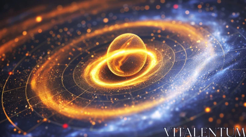 Golden Light Orbital Spiral: A Captivating Abstract Art AI Image