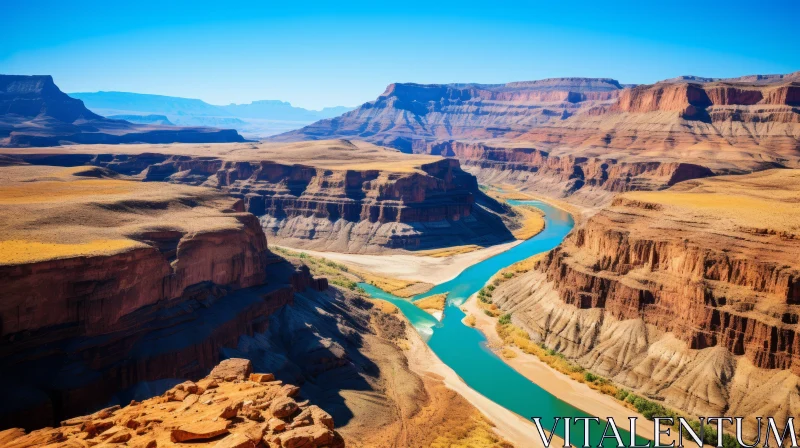 Serene River Flowing Through Majestic Grand Canyon AI Image