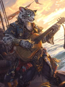 Anthropomorphic Leopard Playing Guitar