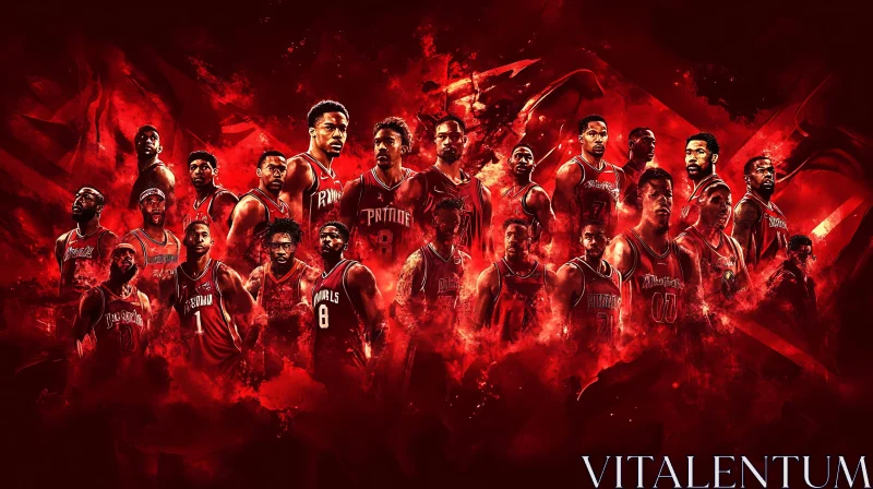 Red Basketball Players AI Image