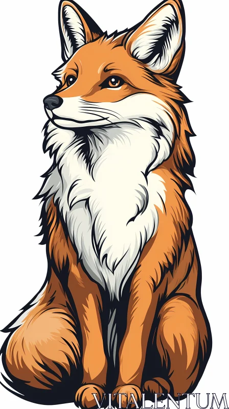 AI ART Illustrated Fox in Profile