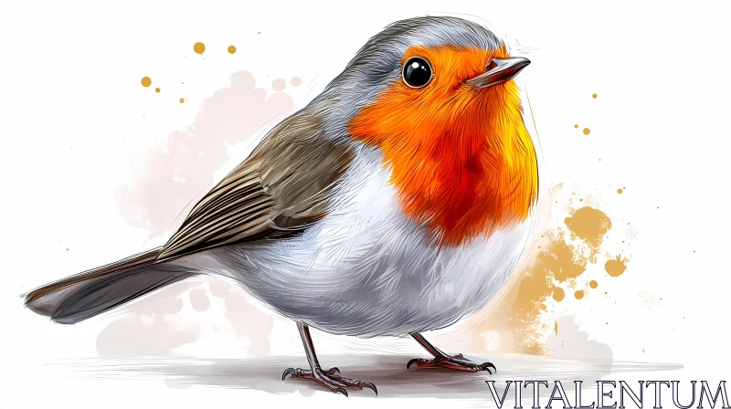 Robin Bird Art Illustration AI Image