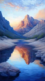 Sunset Reflected in Mountain River