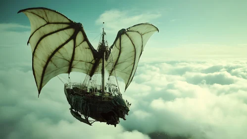 Winged Airship Over the Cloudscape