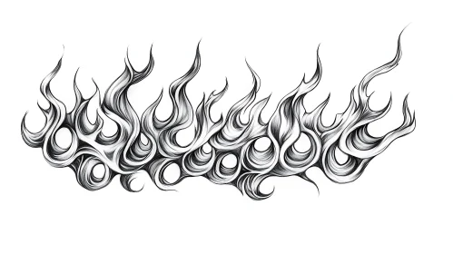 Intricate Black and White Flame Design