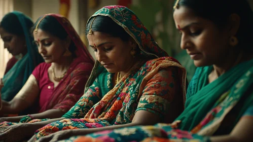 Indian Women Crafting Together