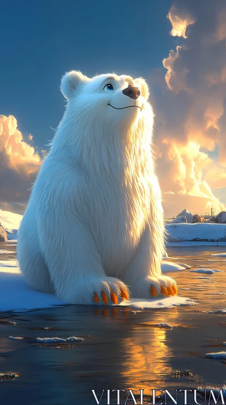 Arctic Bear in Golden Light AI Image