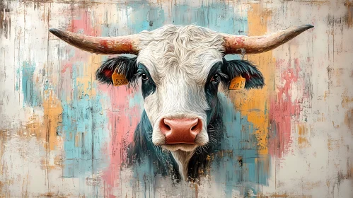 Abstract Cow Art with Textured Background