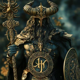 Fantasy Warrior in Golden Armor