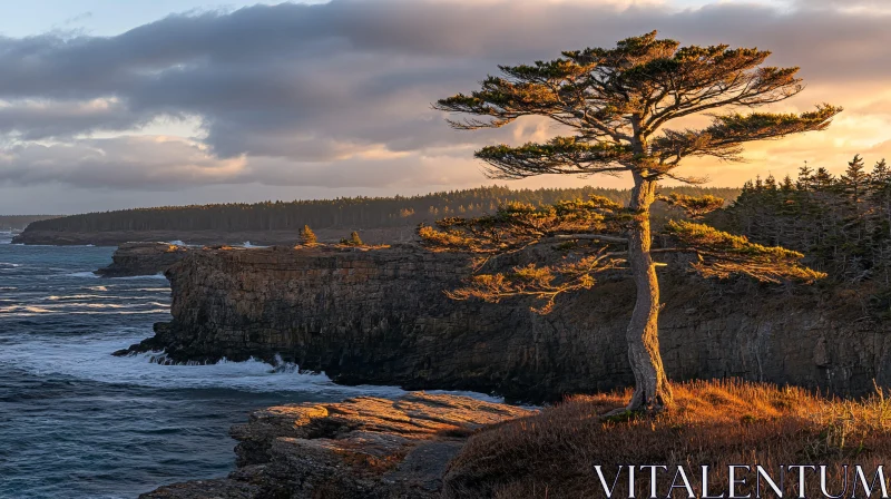 AI ART Golden Hour Coastal Tree