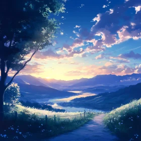 Peaceful Valley at Sunset