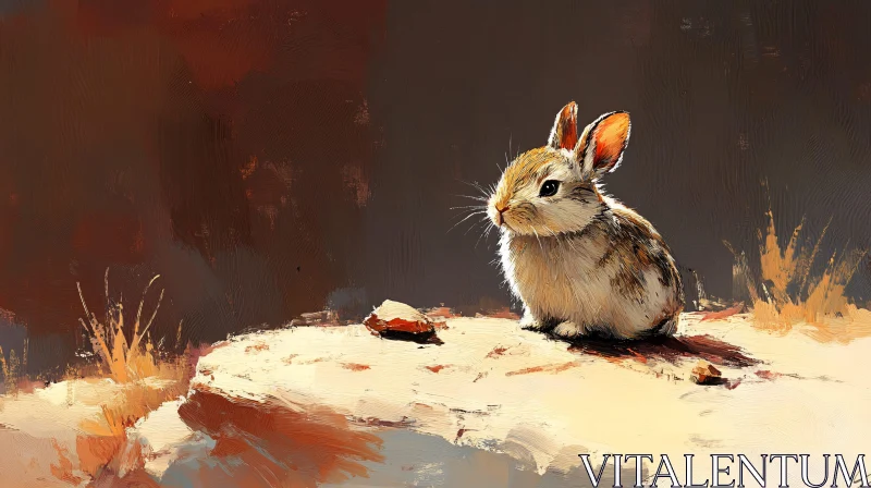 AI ART Fluffy Bunny in Sunlit Landscape