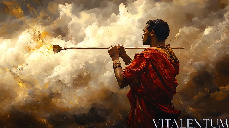 AI ART Man with Spear Painting