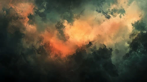 Cloudy Abstract Art with Dark and Warm Tones